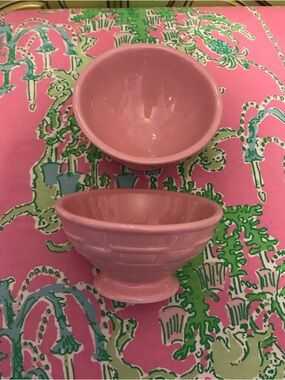 Longaberger Pink Ceramic ice cream Bowl Set of 2